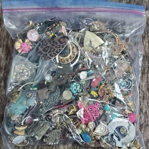 Costume Earrings & Jewelry, Some Vintage, No Pairs, For Arts and Crafts 5lbs